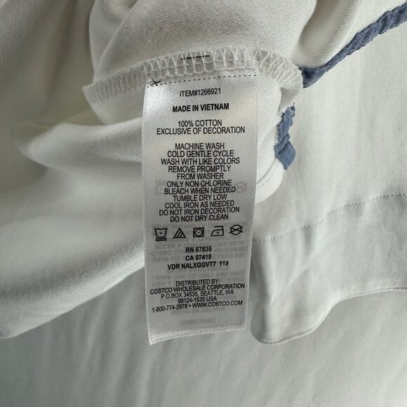 Nautica Cotton Top Womens XL Boat Neck Flip Cuff Chambray Trim 3/4 Sleeve White - Picture 11 of 13